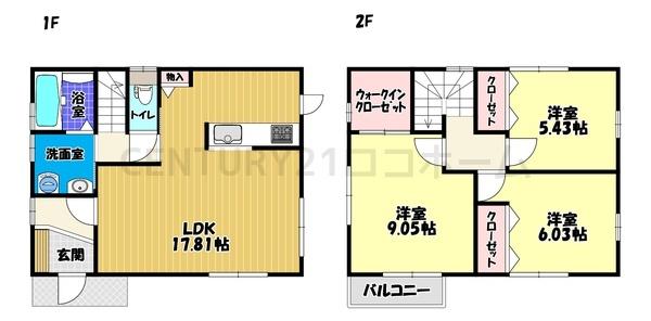 フジパレス戸建賃貸羽曳が丘西の間取り写真