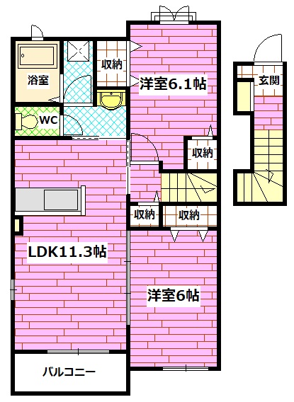 広島市安芸区瀬野のアパートの間取り