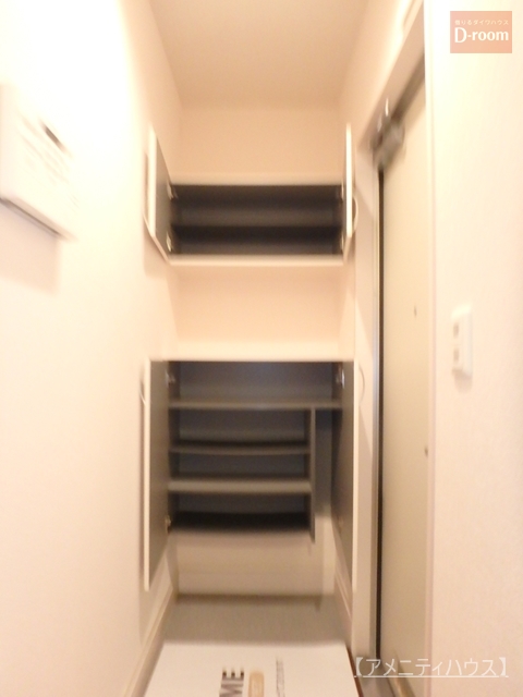 玄関　●玄関には上下2段のシューズボックスあり。