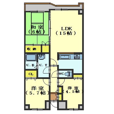 函館市田家町のマンションの間取り