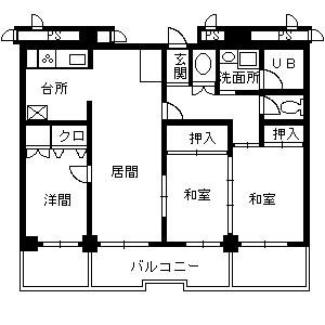 鹿児島市下荒田のマンションの間取り