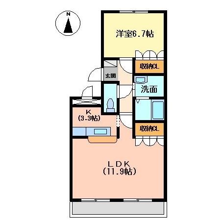 函館市柏木町のアパートの間取り