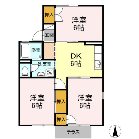 伊勢原市串橋のアパートの間取り