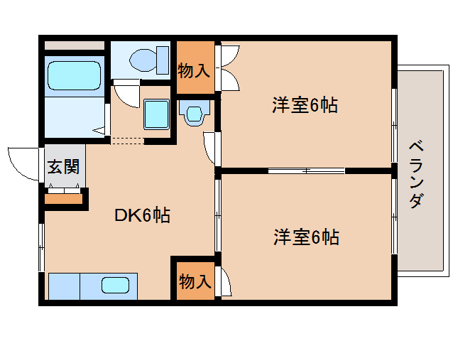 生駒市小瀬町のアパートの間取り