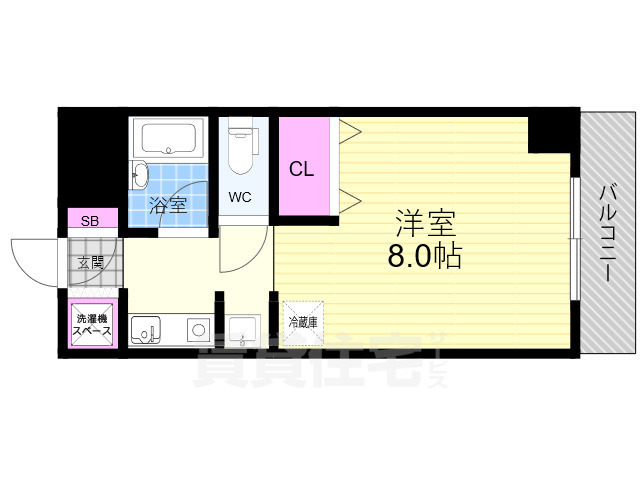 京都市北区北野上白梅町のマンションの間取り