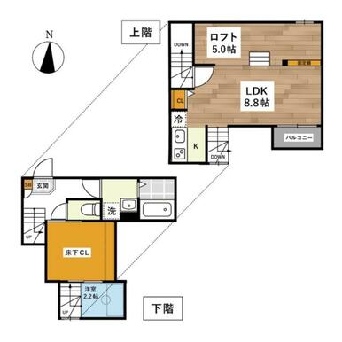 【熊本市西区蓮台寺のアパートの間取り】