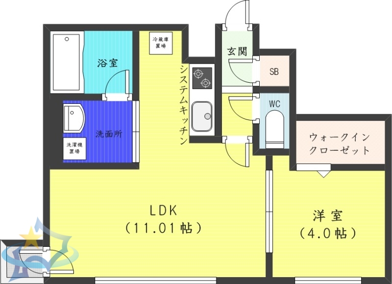 【札幌市西区二十四軒三条のマンションの間取り】