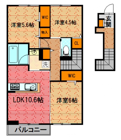 広島市安佐南区大塚西のアパートの間取り