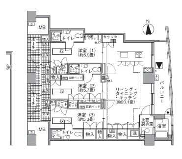 【港区海岸のマンションの間取り】