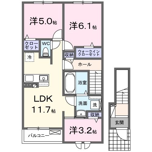 黒川郡大和町吉岡東のアパートの間取り