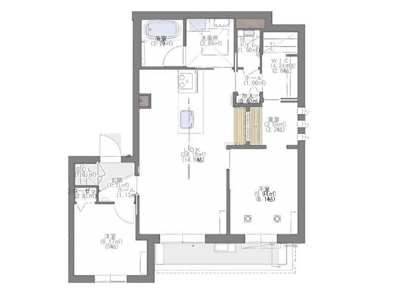 福岡市早良区室見のマンションの間取り