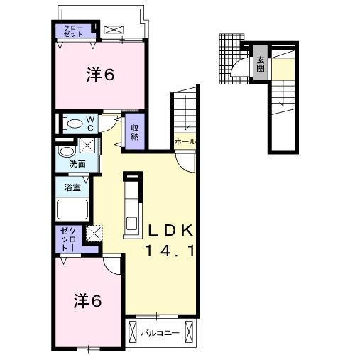 横須賀市林のアパートの間取り