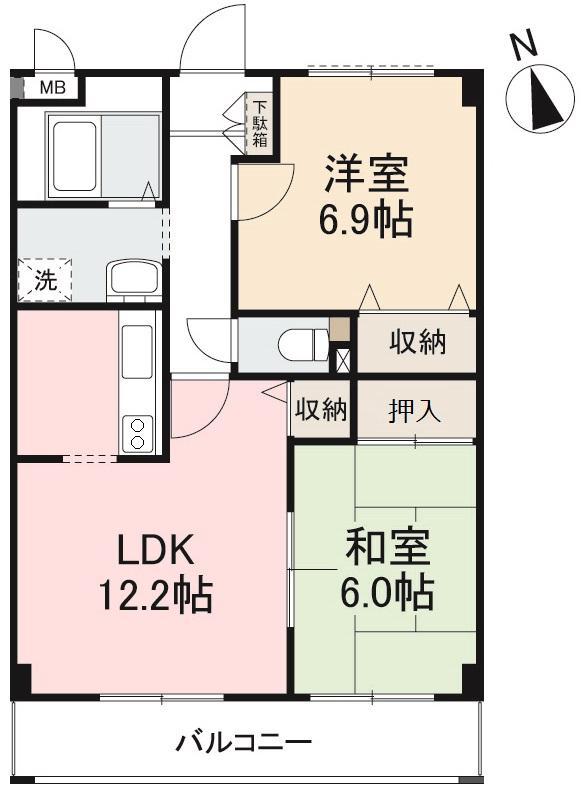 木田郡三木町大字下高岡のマンションの間取り