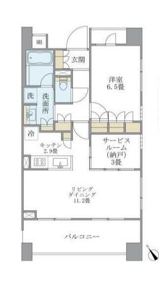 港区三田のマンションの間取り