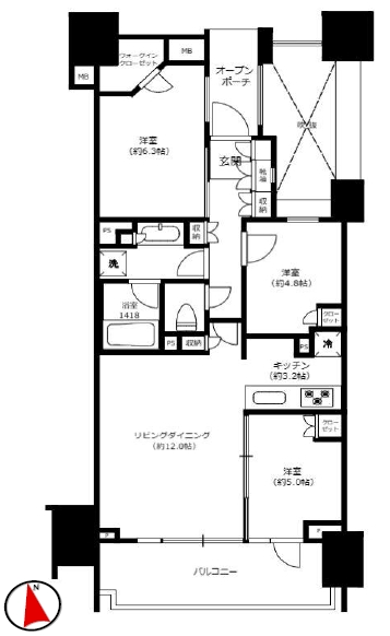 プラウド神楽坂の間取り