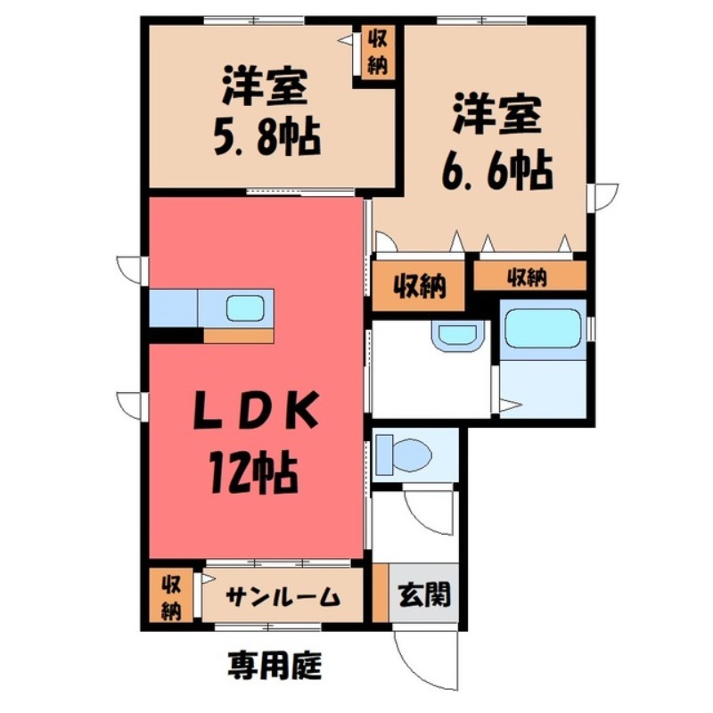 【宇都宮市大和のアパートの間取り】