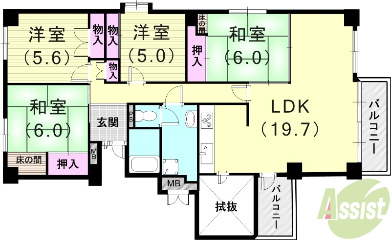 芦屋市緑町のアパートの間取り