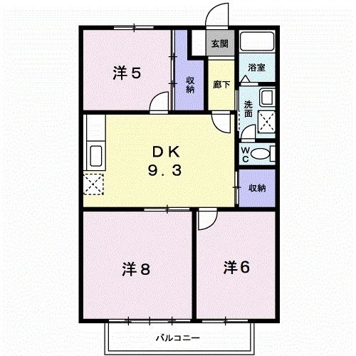 交野市私部西のアパートの間取り