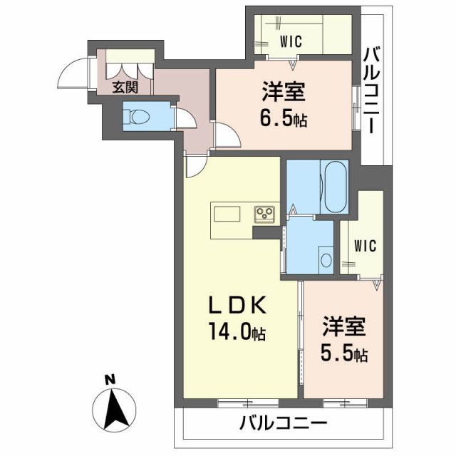 松山市古川西のマンションの間取り