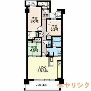 名古屋市千種区富士見台のマンションの間取り