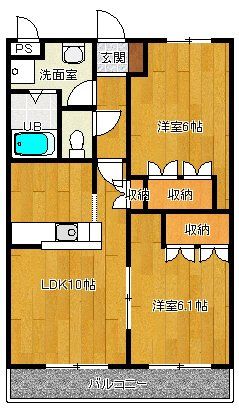 水戸市白梅のアパートの間取り