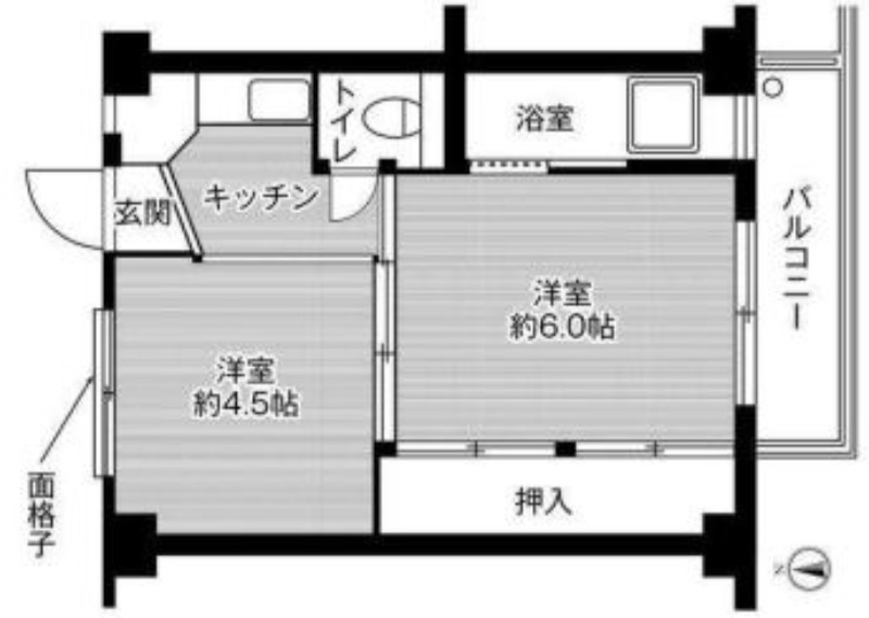 ビレッジハウス茶屋１号棟の間取り