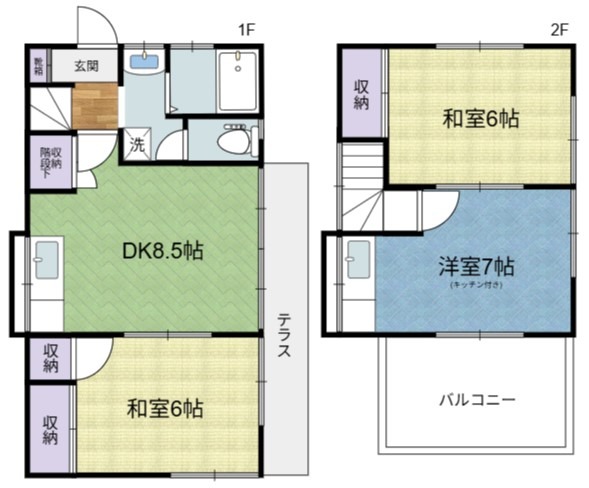 向貸家1号棟戸建の間取り写真