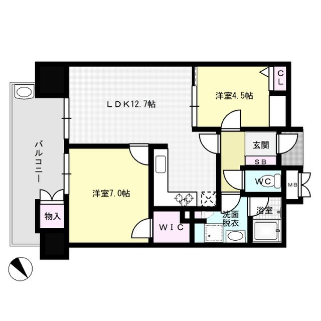 地下鉄空港線 中洲川端駅 徒歩5分 20階建 築21年の間取り写真