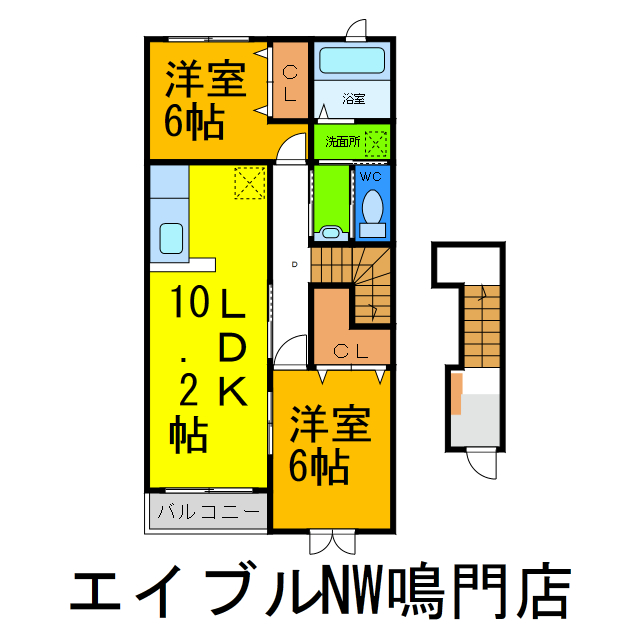 鳴門市撫養町木津のアパートの間取り