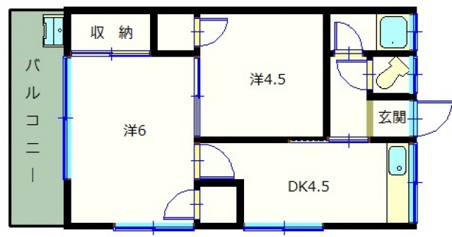 広島市東区中山西のアパートの間取り