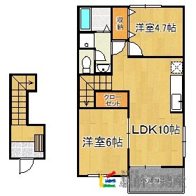 朝倉郡筑前町依井のアパートの間取り