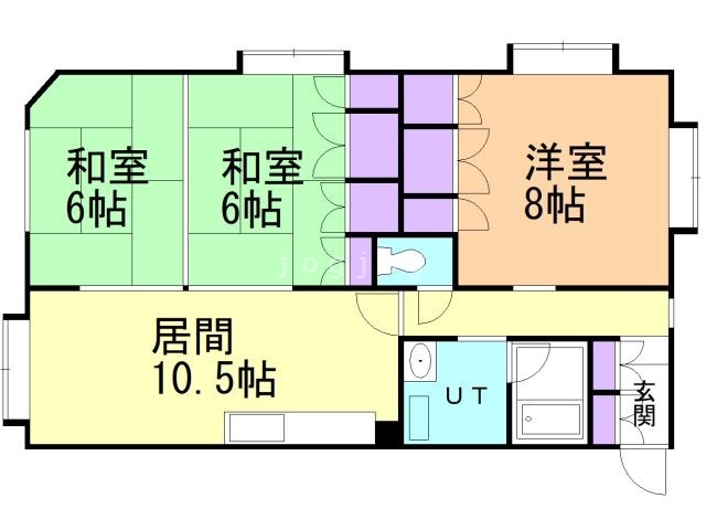 旭川市東六条のアパートの間取り