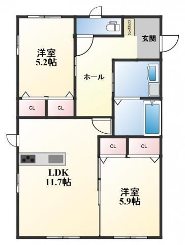 姫路市西新在家のアパートの間取り