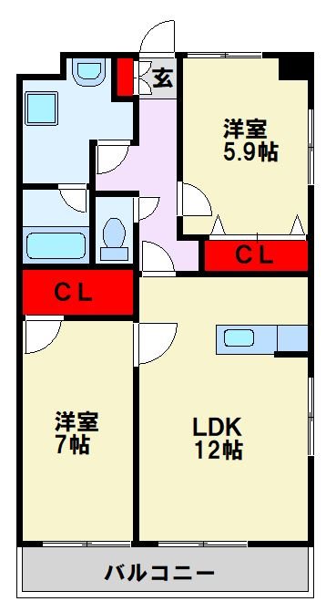 北九州市八幡西区北筑のマンションの間取り