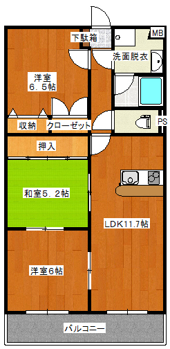 旭市平松のマンションの間取り