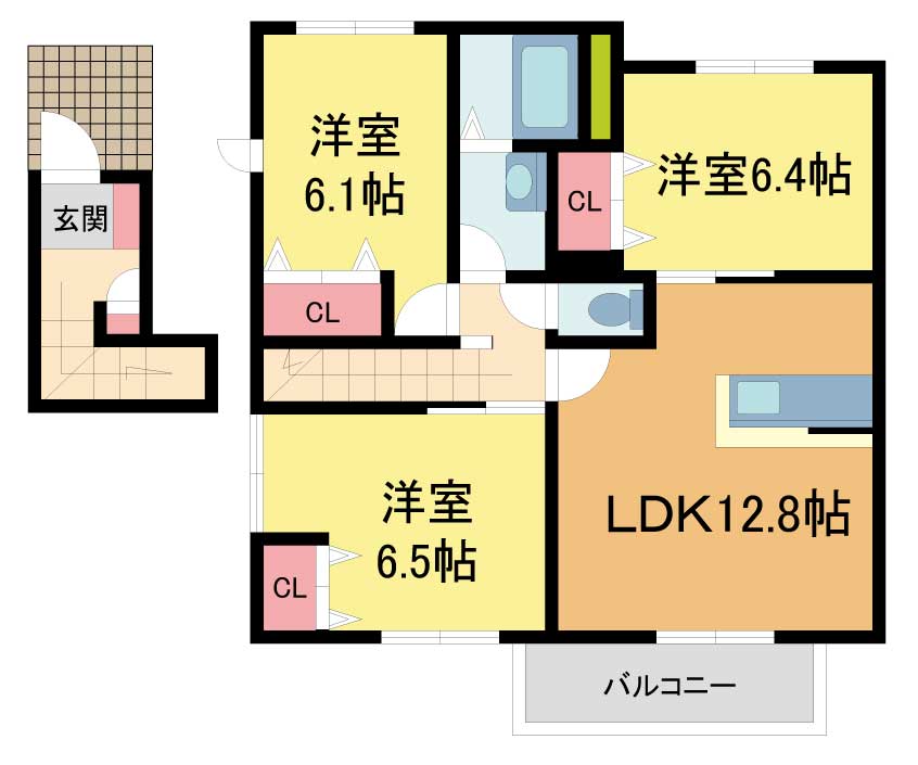 シャーメゾン燦燦川西Ａ棟（さんさんかわにし）の間取り