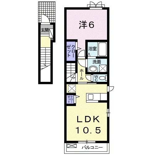 大川市大字三丸のアパートの間取り