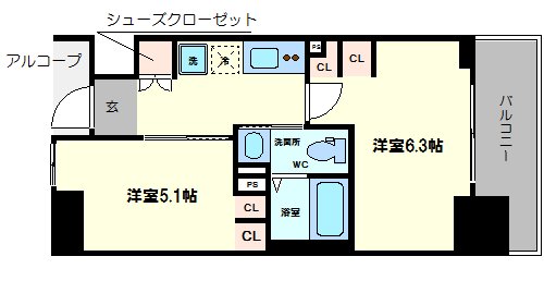 大阪市浪速区下寺のマンションの間取り