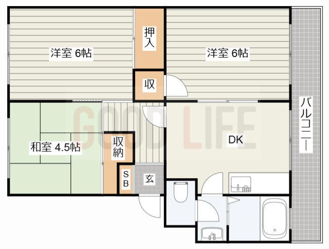 加古郡播磨町北本荘のマンションの間取り