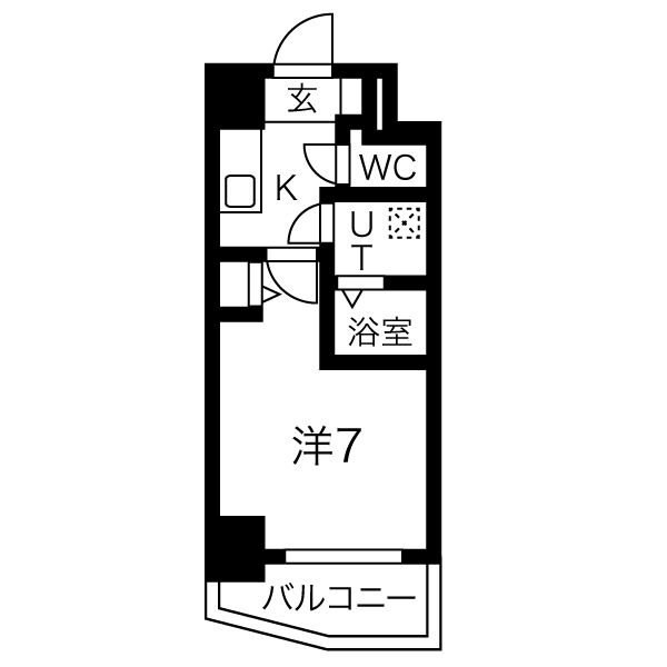 神戸市中央区割塚通のマンションの間取り