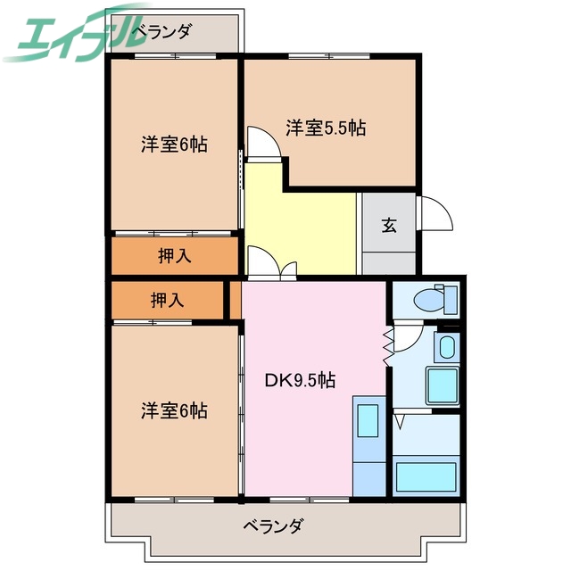 クレール船江山の間取り