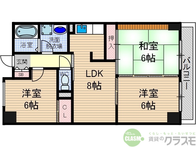 茨木市玉瀬町のマンションの間取り