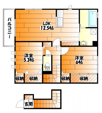 広島市安佐南区祇園のアパートの間取り