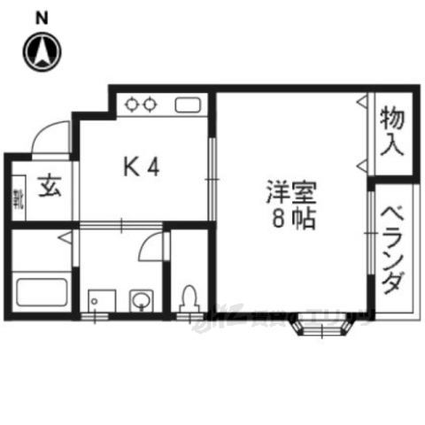 京都市左京区岩倉幡枝町のマンションの間取り