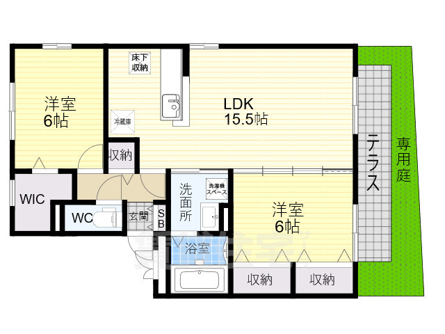 生駒市小瀬町のアパートの間取り