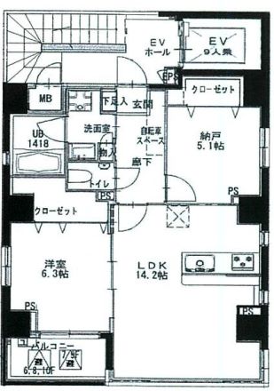 中央区銀座のマンションの間取り