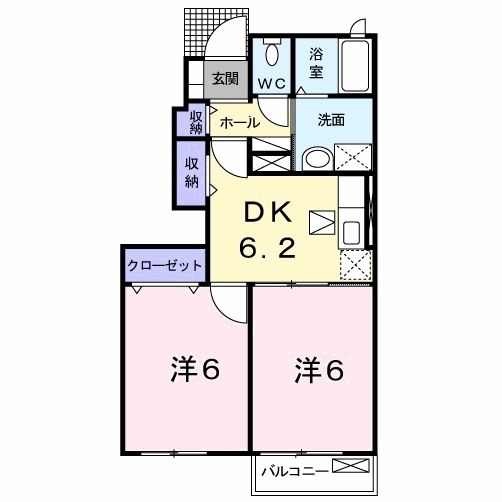 北九州市小倉南区徳吉東のアパートの間取り