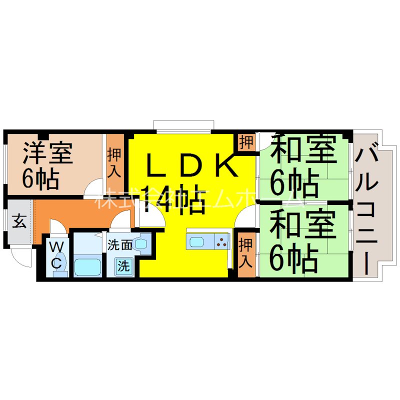 名古屋市中川区長良町のマンションの間取り