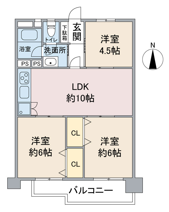 西一社第二団地１０２棟６０７号の間取り