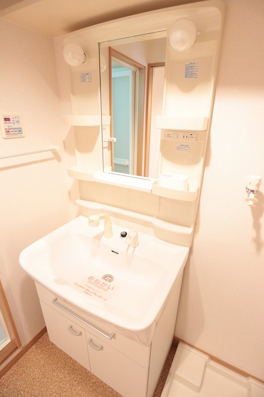 洗面設備　忙しい朝に便利なシャワー付ドレッサーです。